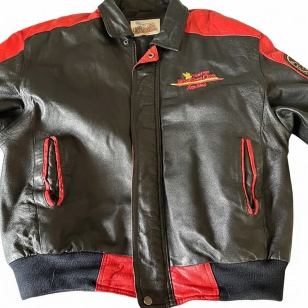 Vintage NASCAR Winston Cup Series Excelled Leather Jacket XL Eagle Racing 90s - Picture 3 of 11